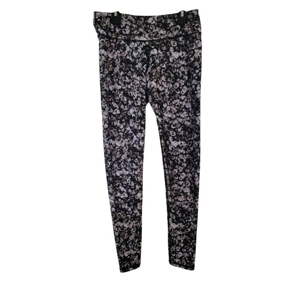 Fabletics Womens Black & White Floral Leggings S Polyester Stretchy Athletic Pan - Picture 1 of 6